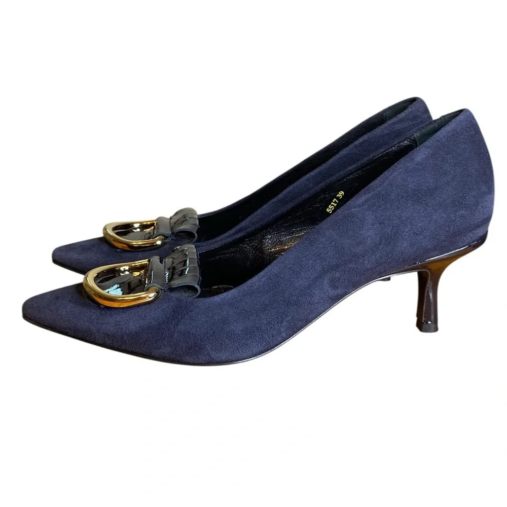 Napoleoni Vintage Suede Black Italian Pump Womens Size EU 39 or US 8.5